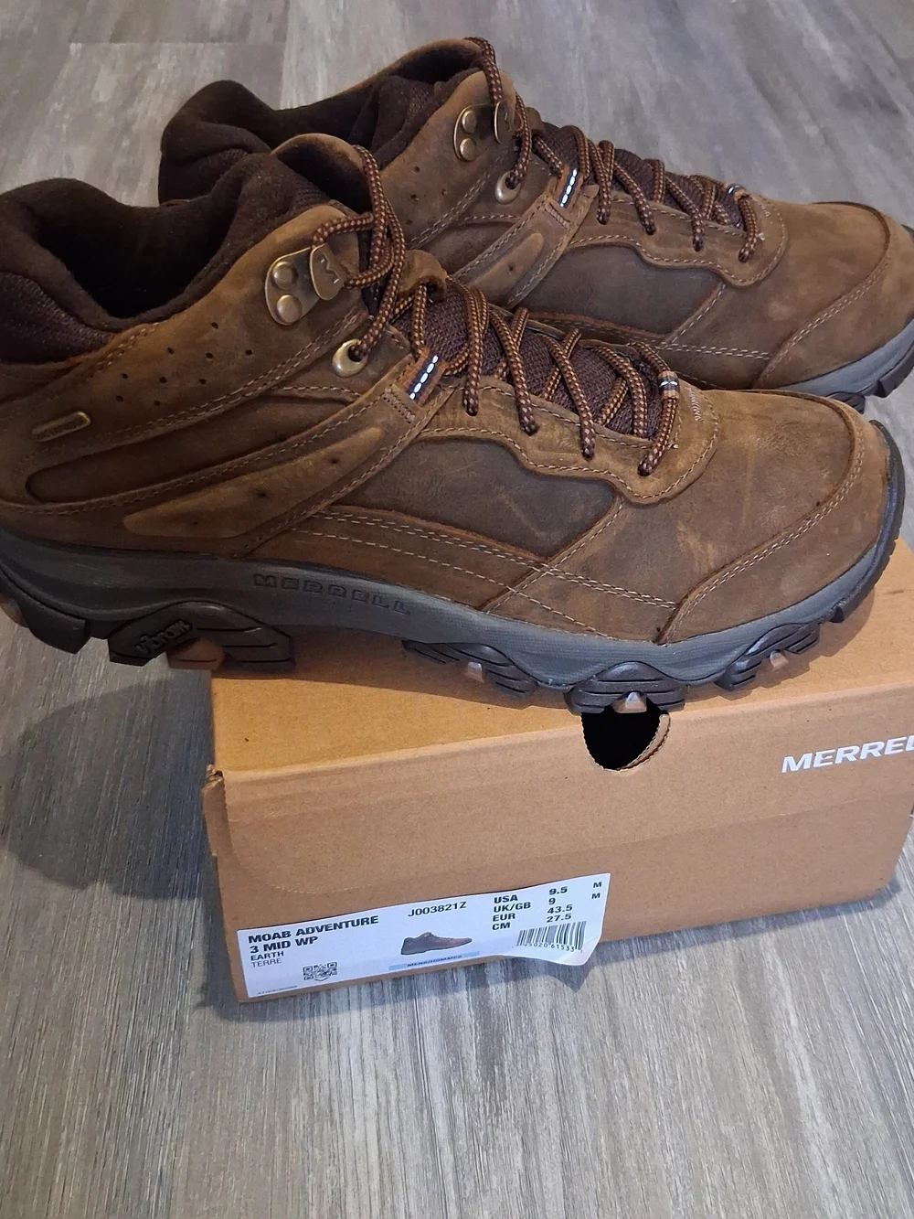 Merrell Brown Leather Mid-Top Hiking Boots